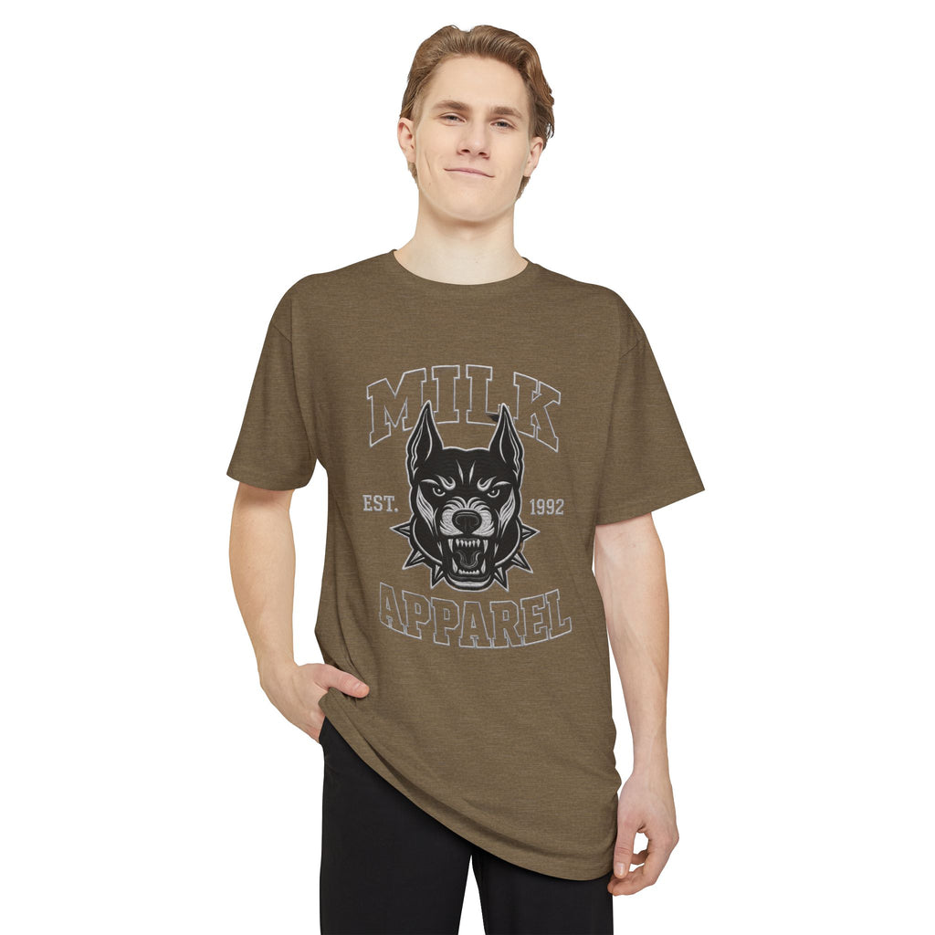 MILK Apparel Wolf Logo Longline Tee — Urban Streetwear Graphic T-Shirt