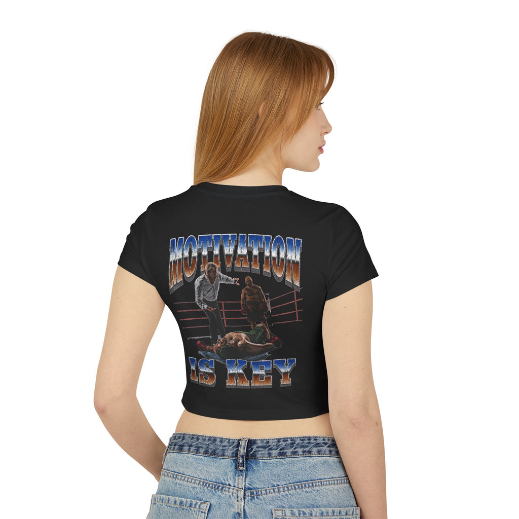 Women's motivational Milk Apparel —  'The World Is Yours' Angel Graphic Crop Top / 'Motivation Is Key' Inspirational Boxing Back Print