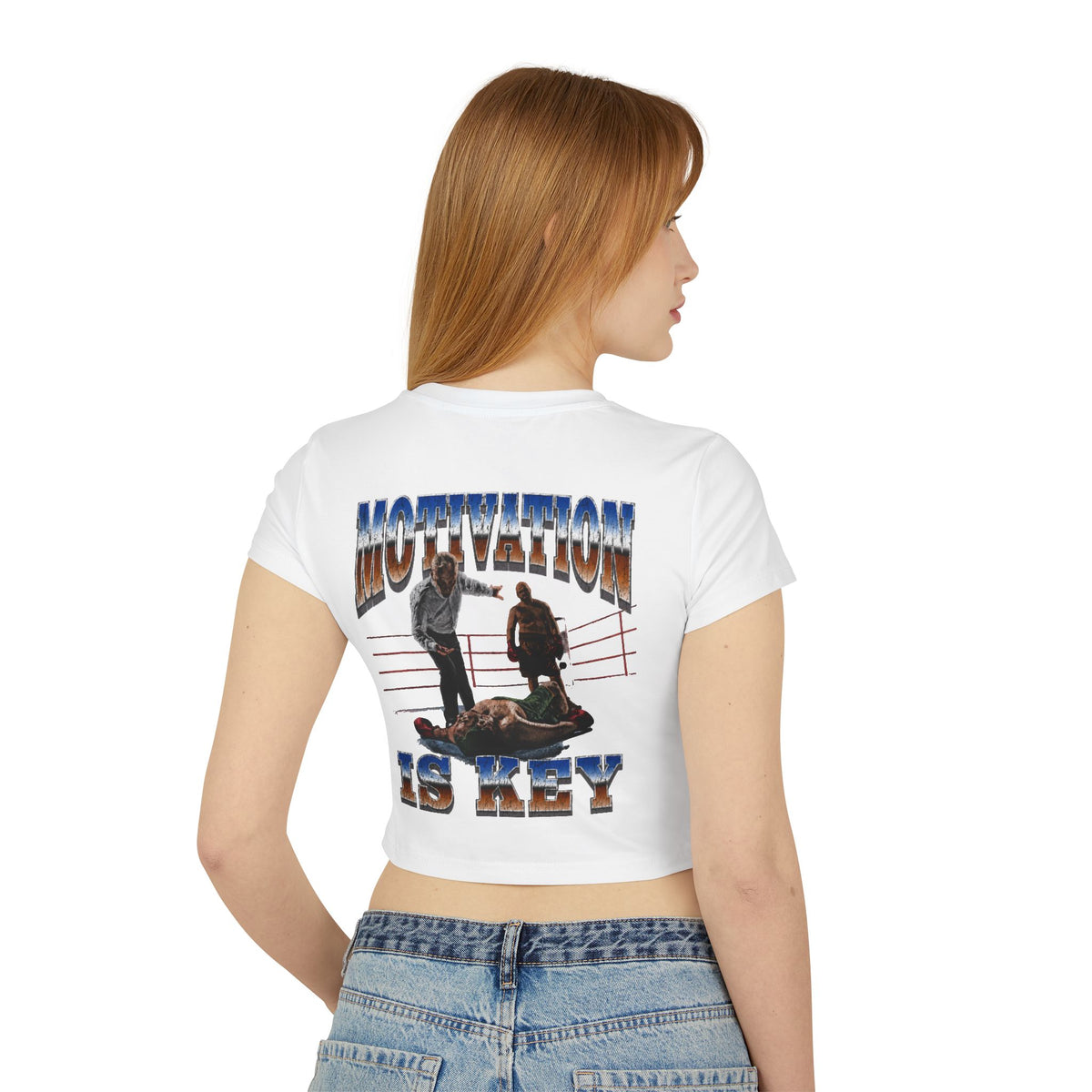Women's motivational Milk Apparel —  'The World Is Yours' Angel Graphic Crop Top / 'Motivation Is Key' Inspirational Boxing Back Print