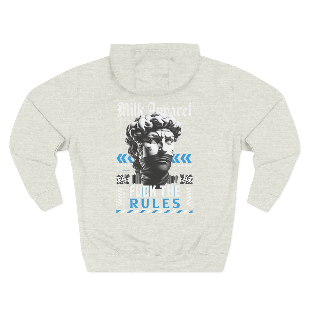 Three-Panel Hoodie — 'The World Is Yours' Angel Front & 'Fuck the Rules' Statue Back Streetwear Hoodie