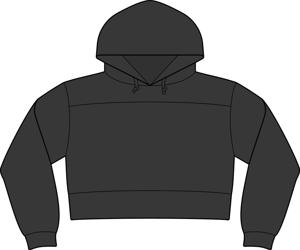Milk Monogram Cropped Hoodie — Women's Black Fleece Hooded Sweatshirt
