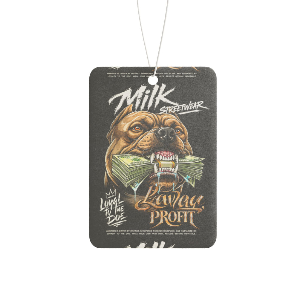 Car Air Freshener — "Milk" Pitbull with Cash Graphic | Bold Streetwear Scent Tag