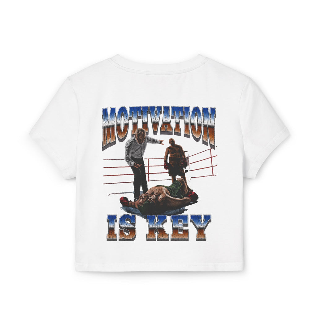 Women's motivational Milk Apparel —  'The World Is Yours' Angel Graphic Crop Top / 'Motivation Is Key' Inspirational Boxing Back Print