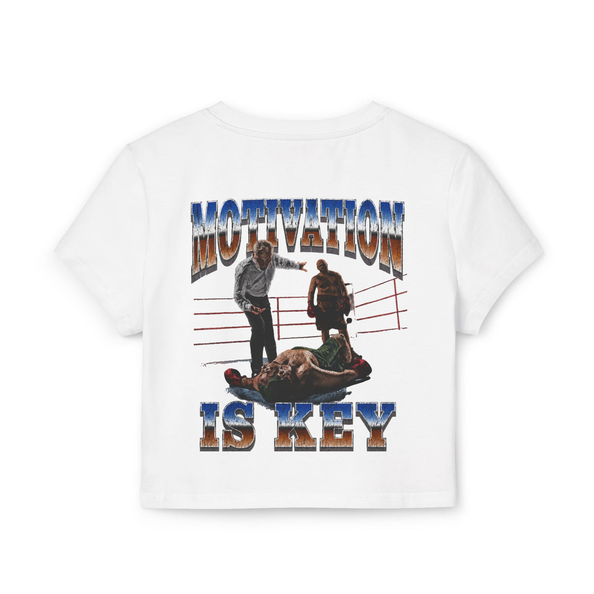 Women's motivational Milk Apparel —  'The World Is Yours' Angel Graphic Crop Top / 'Motivation Is Key' Inspirational Boxing Back Print