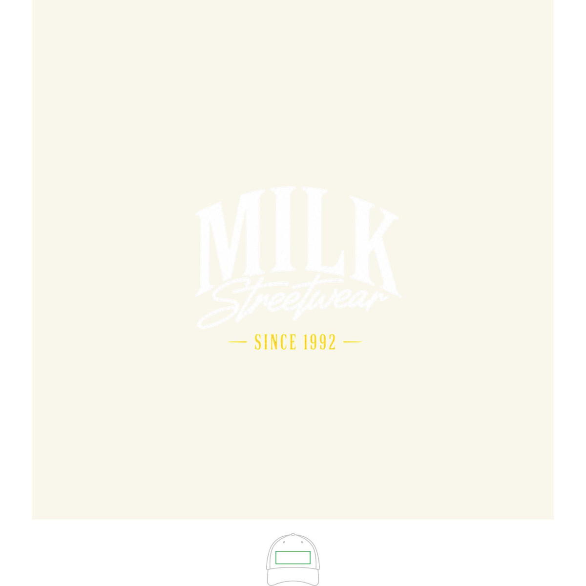 Milk Streetwear Two-Tone Baseball Cap — 'Milk' Script Logo, Since 1992