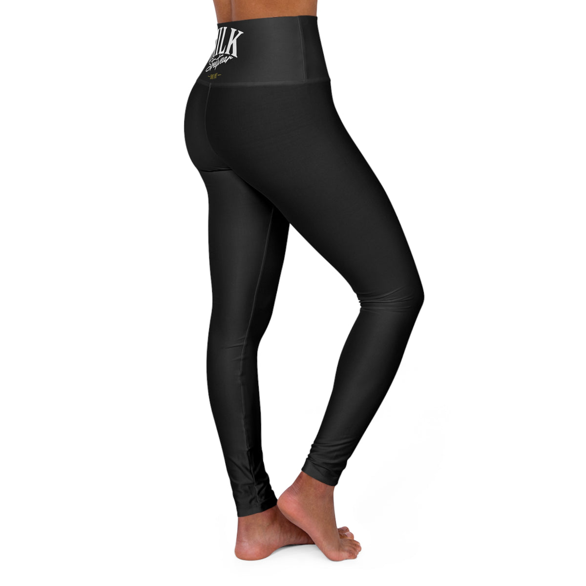 High-Waist Yoga Leggings — 'MILK' Logo Performance Leggings