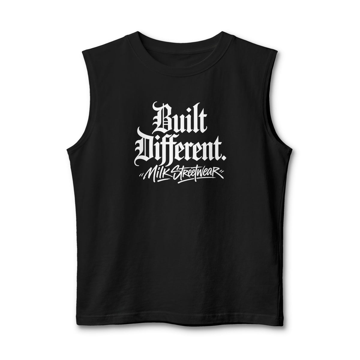 Built Different Muscle Tank — 'Milk Apparel' Graphic Tank Top