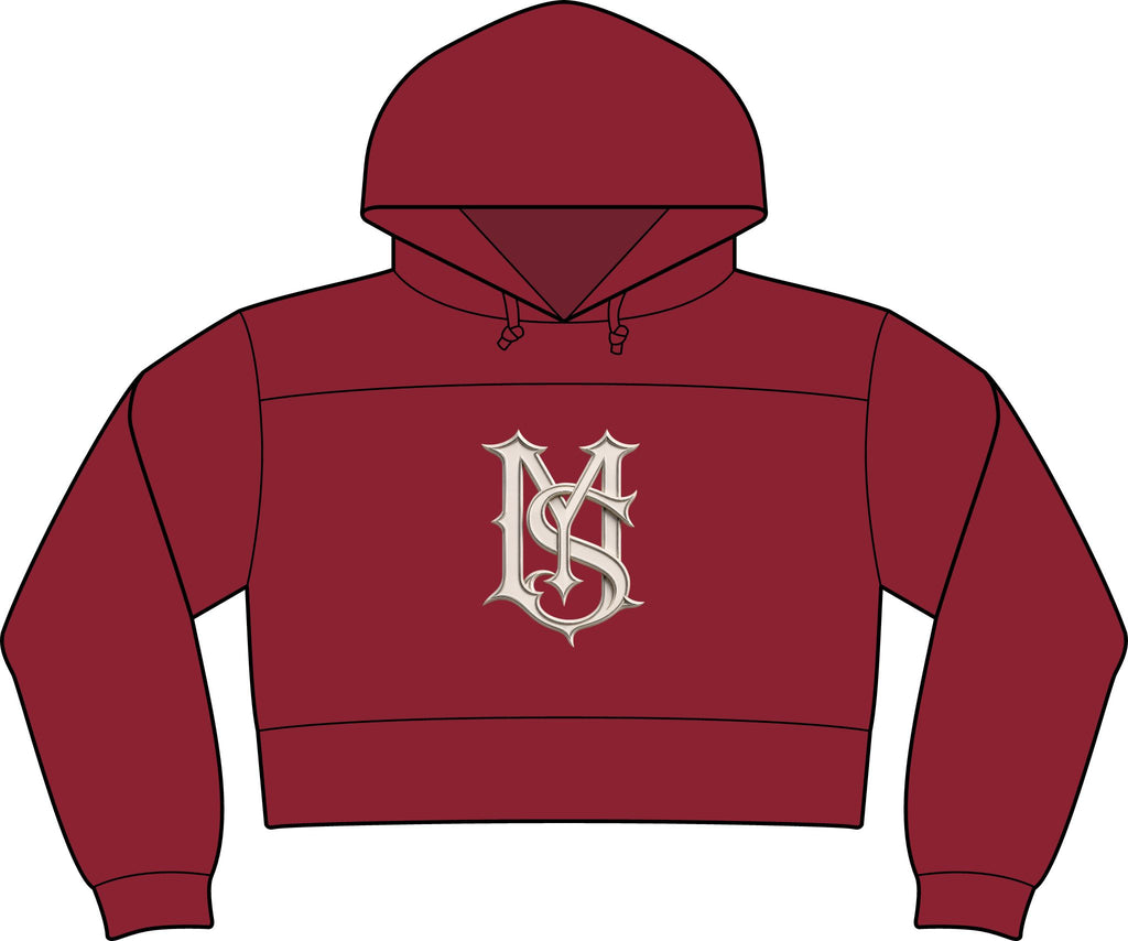 Milk Monogram Cropped Hoodie — Women's Black Fleece Hooded Sweatshirt