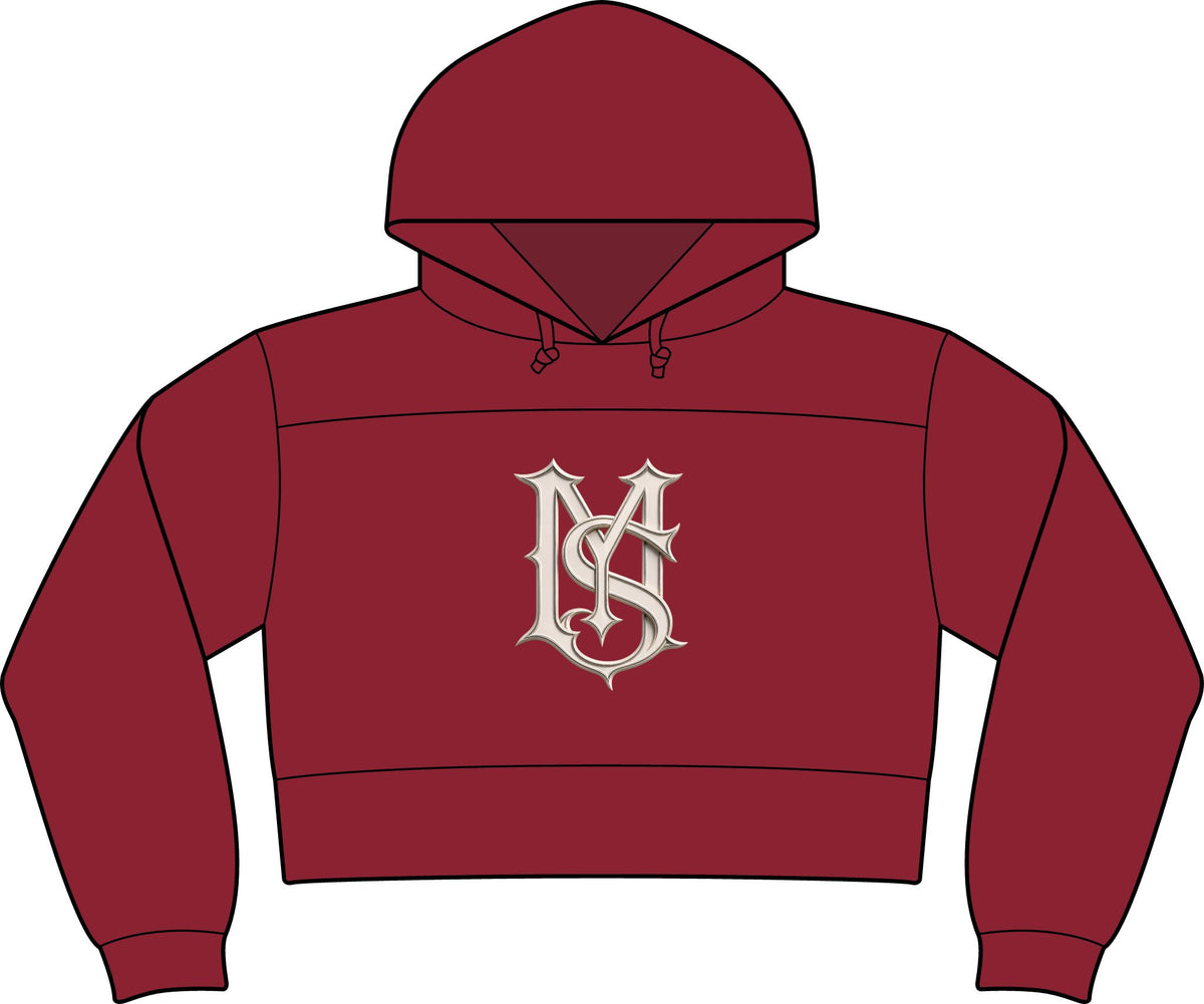 Milk Monogram Cropped Hoodie — Women's Black Fleece Hooded Sweatshirt