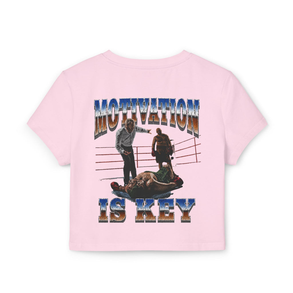 Women's motivational Milk Apparel —  'The World Is Yours' Angel Graphic Crop Top / 'Motivation Is Key' Inspirational Boxing Back Print