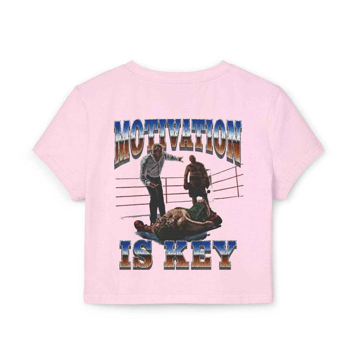 Women's motivational Milk Apparel —  'The World Is Yours' Angel Graphic Crop Top / 'Motivation Is Key' Inspirational Boxing Back Print