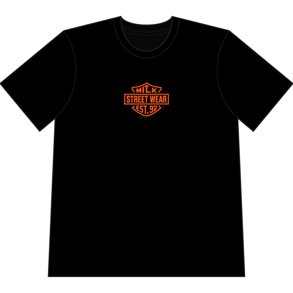 Milk Apparel "Street Wear" Graphic T-Shirt — Grim Reaper & Fierce Dog Back Print