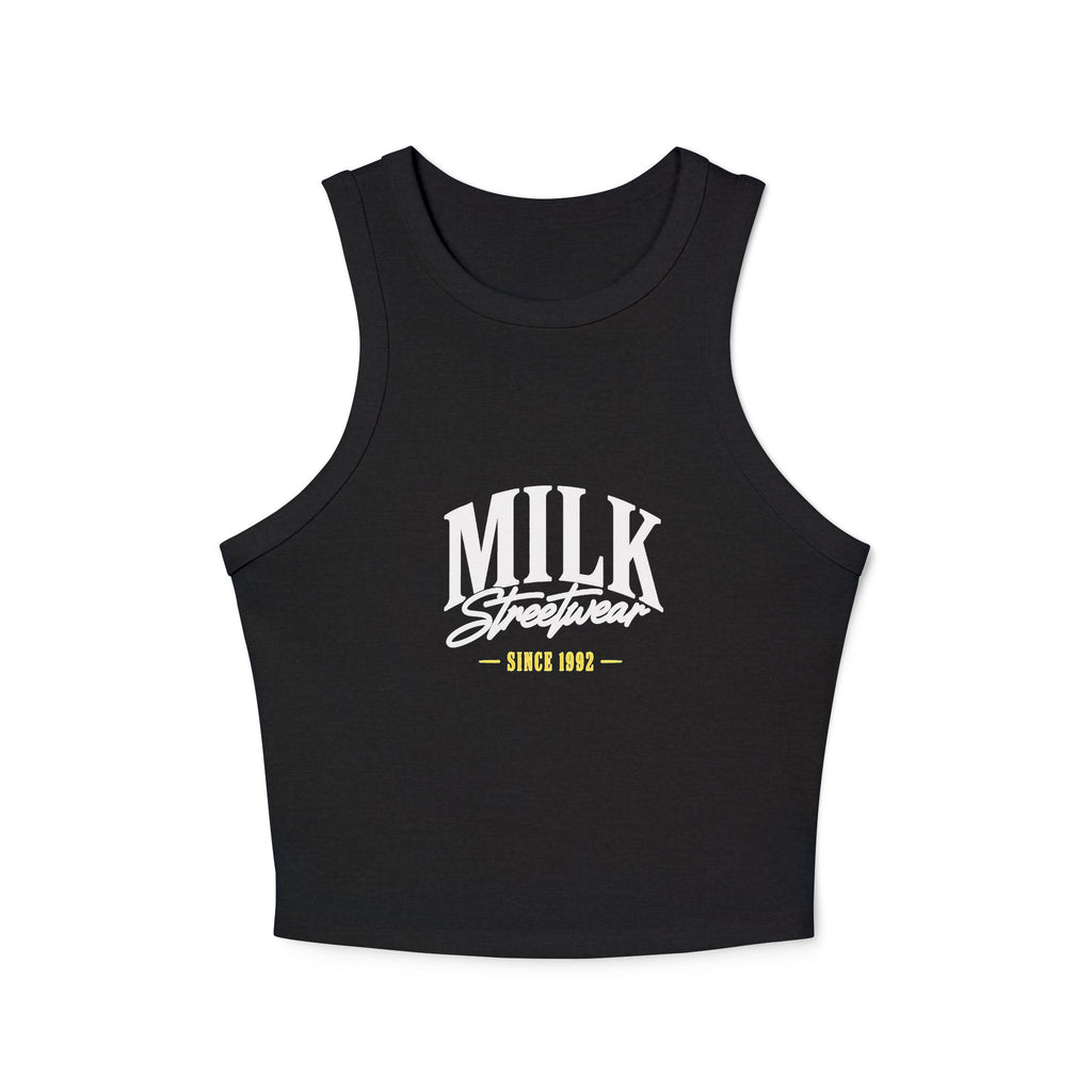 Milk Streetwear Racer Tank Top – Graphic Crop Tank with “MILK” Script