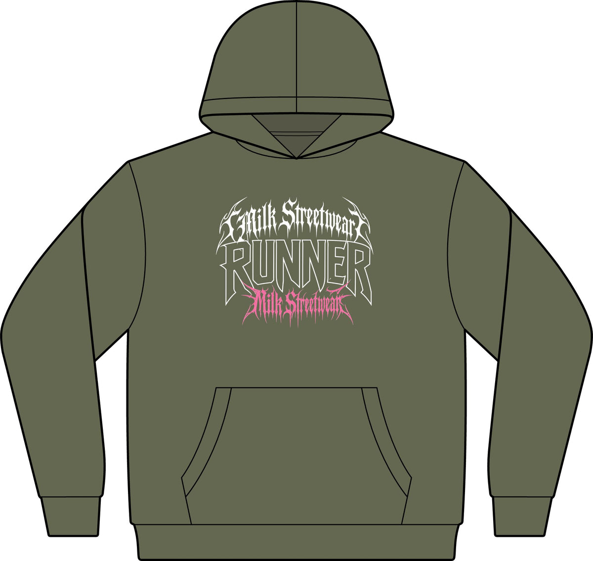 Runner Streetwear Hoodie — 'Milk Streetwear' Graphic Pullover