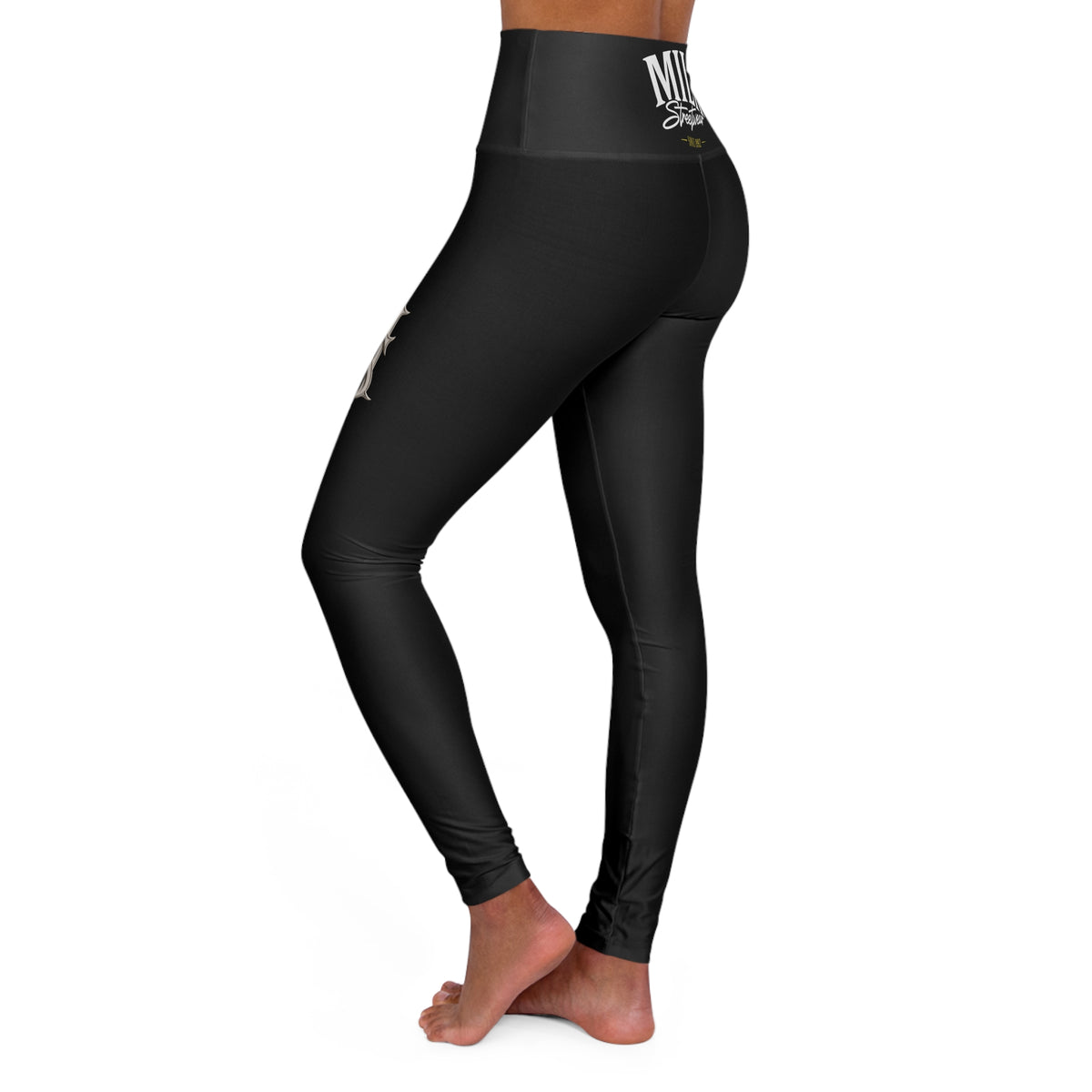High-Waist Yoga Leggings — 'MILK' Logo Performance Leggings