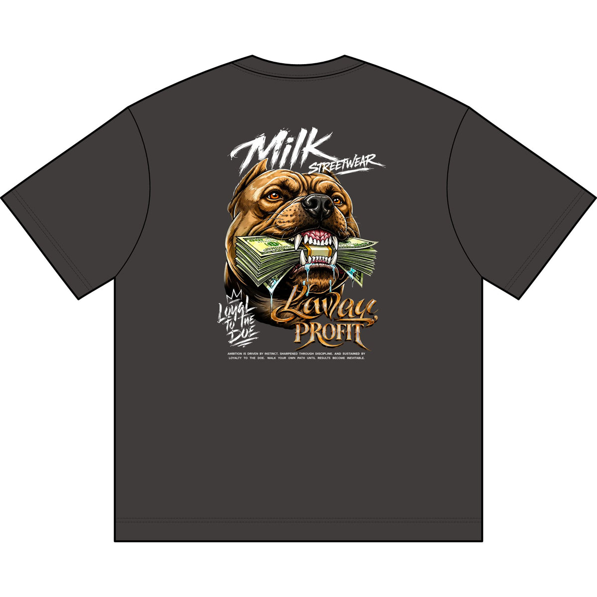 Milk Believe Box Tee — "Believe" Graphic Men’s Box T-Shirt with Bulldog Money Back Streetwear