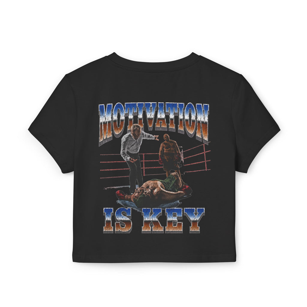 Women's motivational Milk Apparel —  'The World Is Yours' Angel Graphic Crop Top / 'Motivation Is Key' Inspirational Boxing Back Print