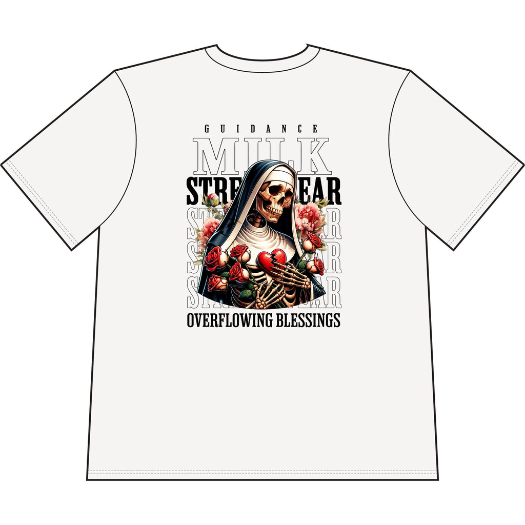 Streetwear Skull Nun Graphic Tee — "Milk Streetwear" Oversized Cropped T‑Shirt