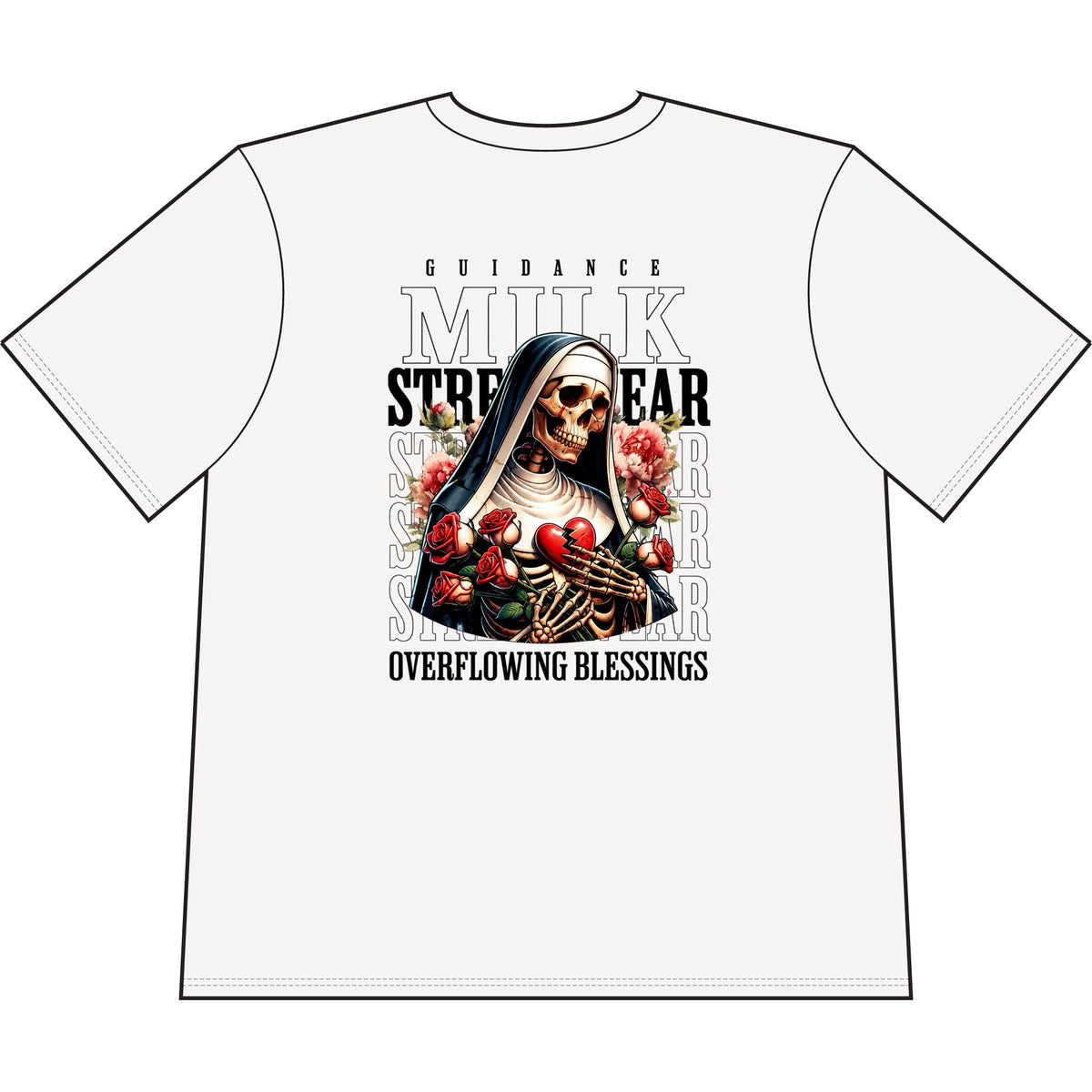 Streetwear Skull Nun Graphic Tee — "Milk Streetwear" Oversized Cropped T‑Shirt