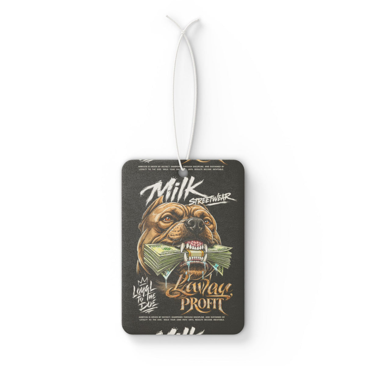 Car Air Freshener — "Milk" Pitbull with Cash Graphic | Bold Streetwear Scent Tag