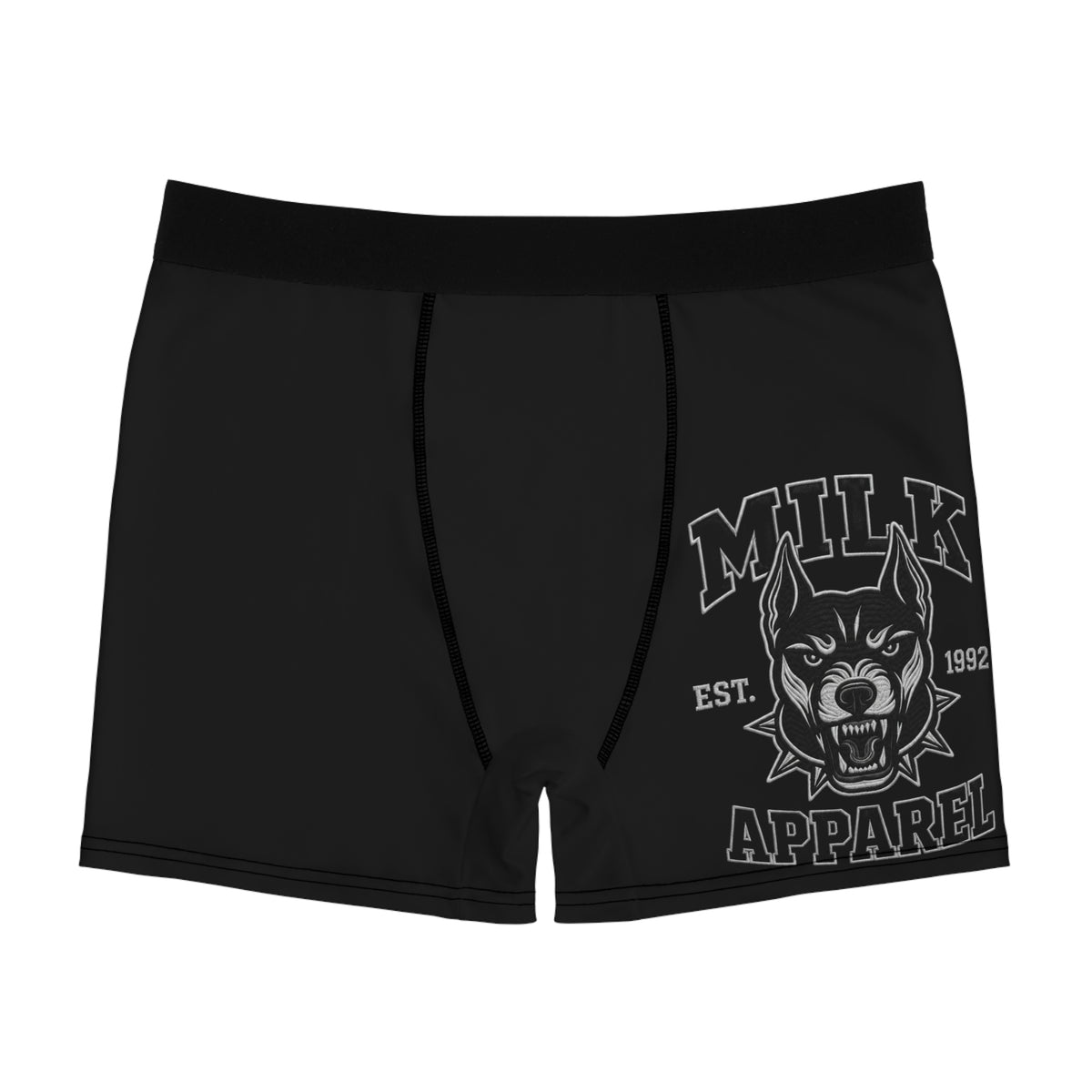 Men's Boxer Briefs — Black 'Milk Apparel' Wolf Logo Athletic Underwear