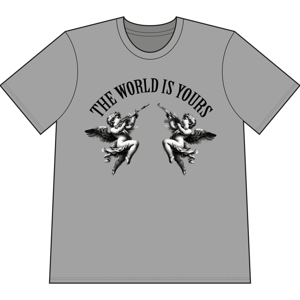 The World Is Yours Graphic T-Shirt — 'Motivation Is Key' Vintage Angel Tee