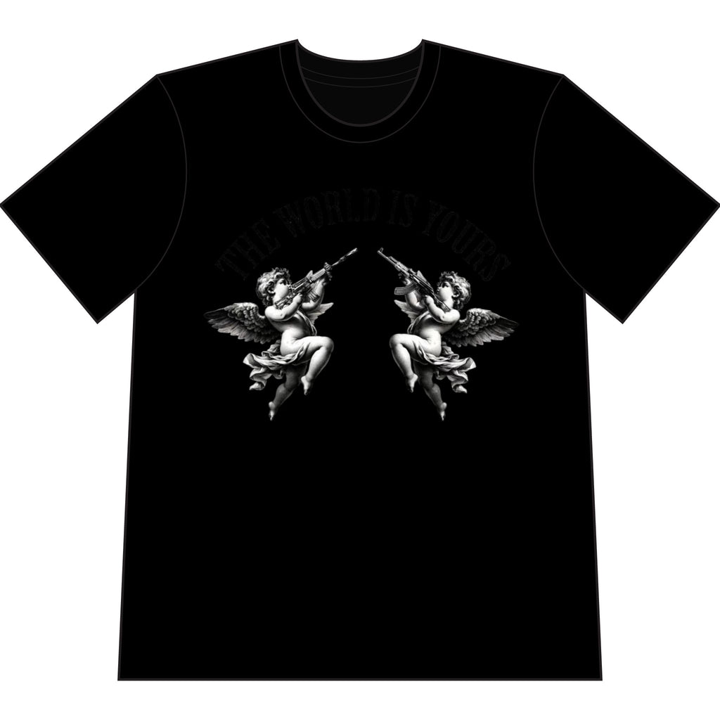 The World Is Yours Graphic T-Shirt — 'Motivation Is Key' Vintage Angel Tee