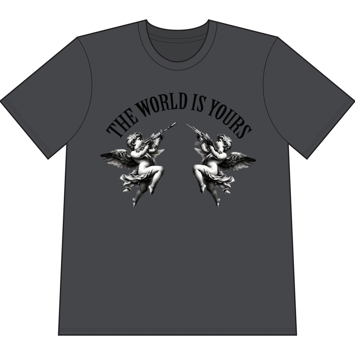 The World Is Yours Graphic T-Shirt — 'Motivation Is Key' Vintage Angel Tee