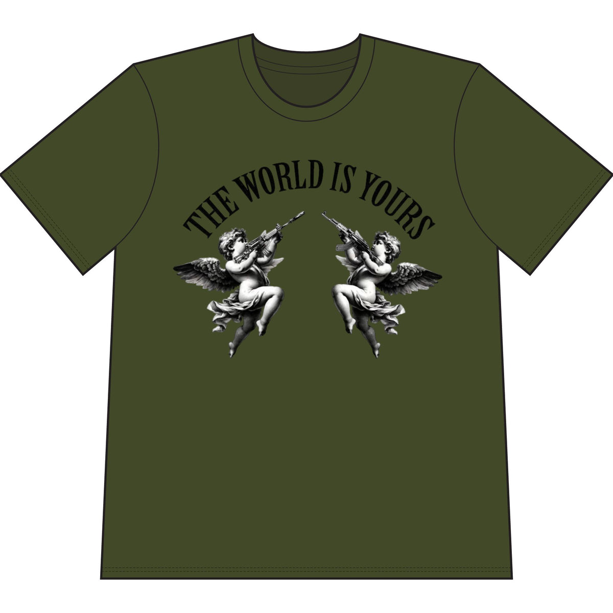 The World Is Yours Graphic T-Shirt — 'Motivation Is Key' Vintage Angel Tee