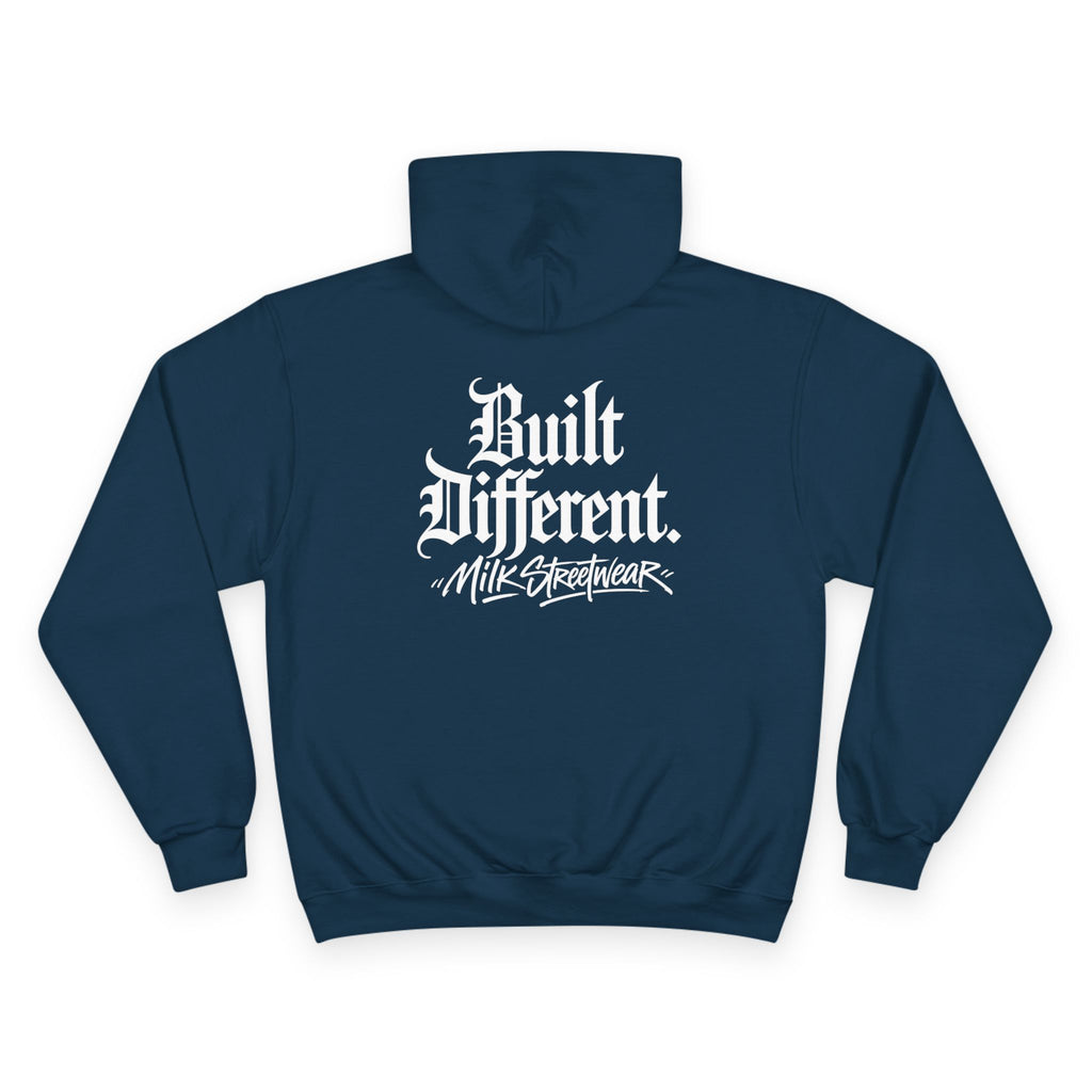Built Different Hoodie — Retro Script Streetwear Champion Hooded Sweatshirt