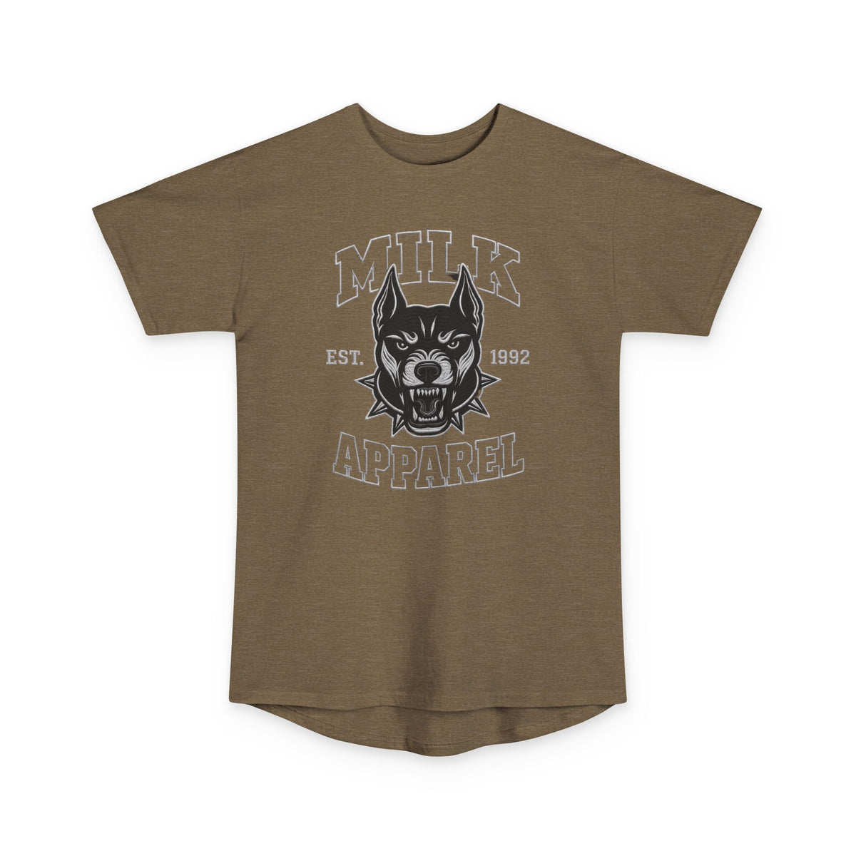 MILK Apparel Wolf Logo Longline Tee — Urban Streetwear Graphic T-Shirt