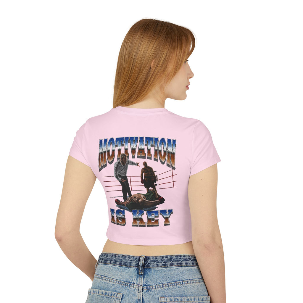 Women's motivational Milk Apparel —  'The World Is Yours' Angel Graphic Crop Top / 'Motivation Is Key' Inspirational Boxing Back Print