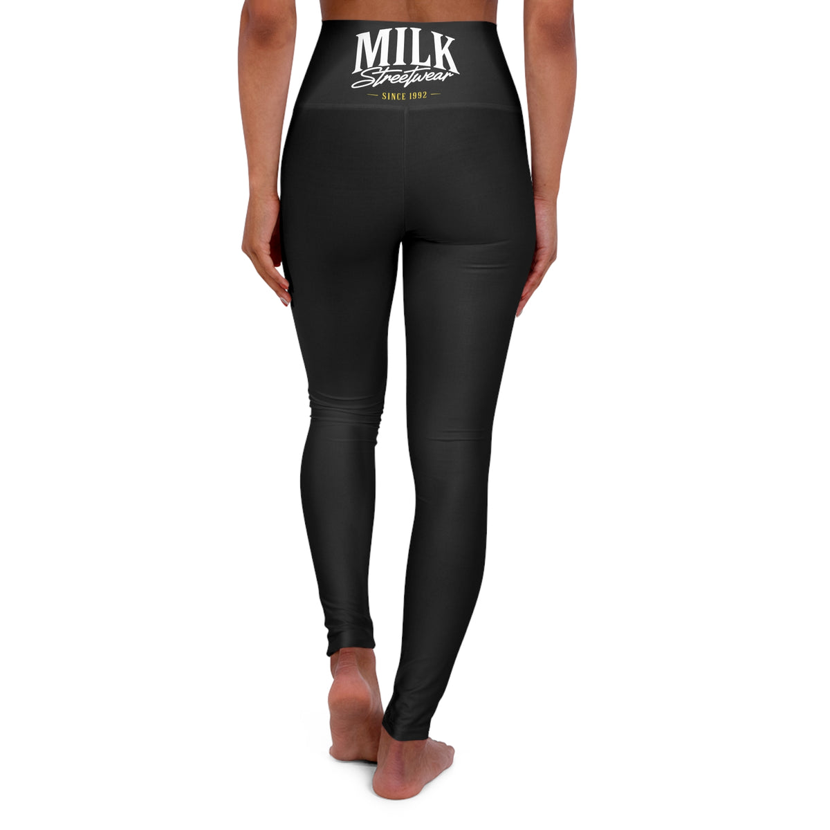 High-Waist Yoga Leggings — 'MILK' Logo Performance Leggings
