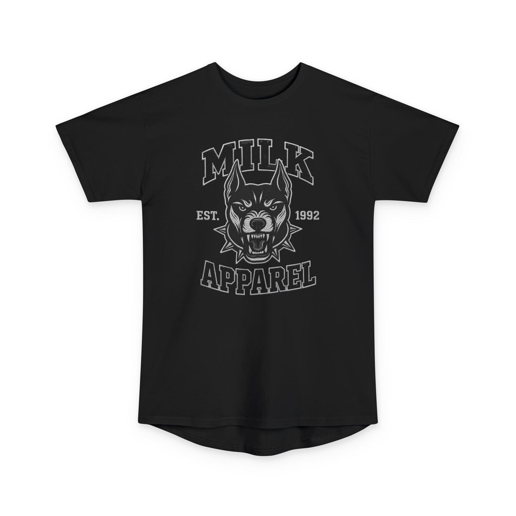 MILK Apparel Wolf Logo Longline Tee — Urban Streetwear Graphic T-Shirt