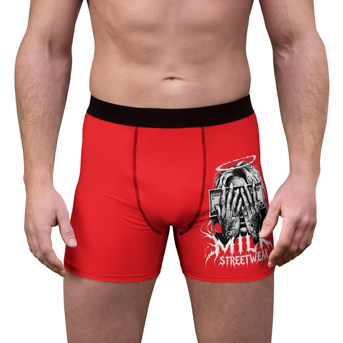 Boxer Briefs — Red Streetwear "Milk" Graphic