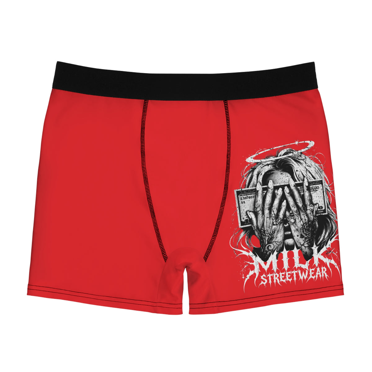 Boxer Briefs — Red Streetwear "Milk" Graphic