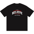 Milk Believe Box Tee — "Believe" Graphic Men’s Box T-Shirt with Bulldog Money Back Streetwear