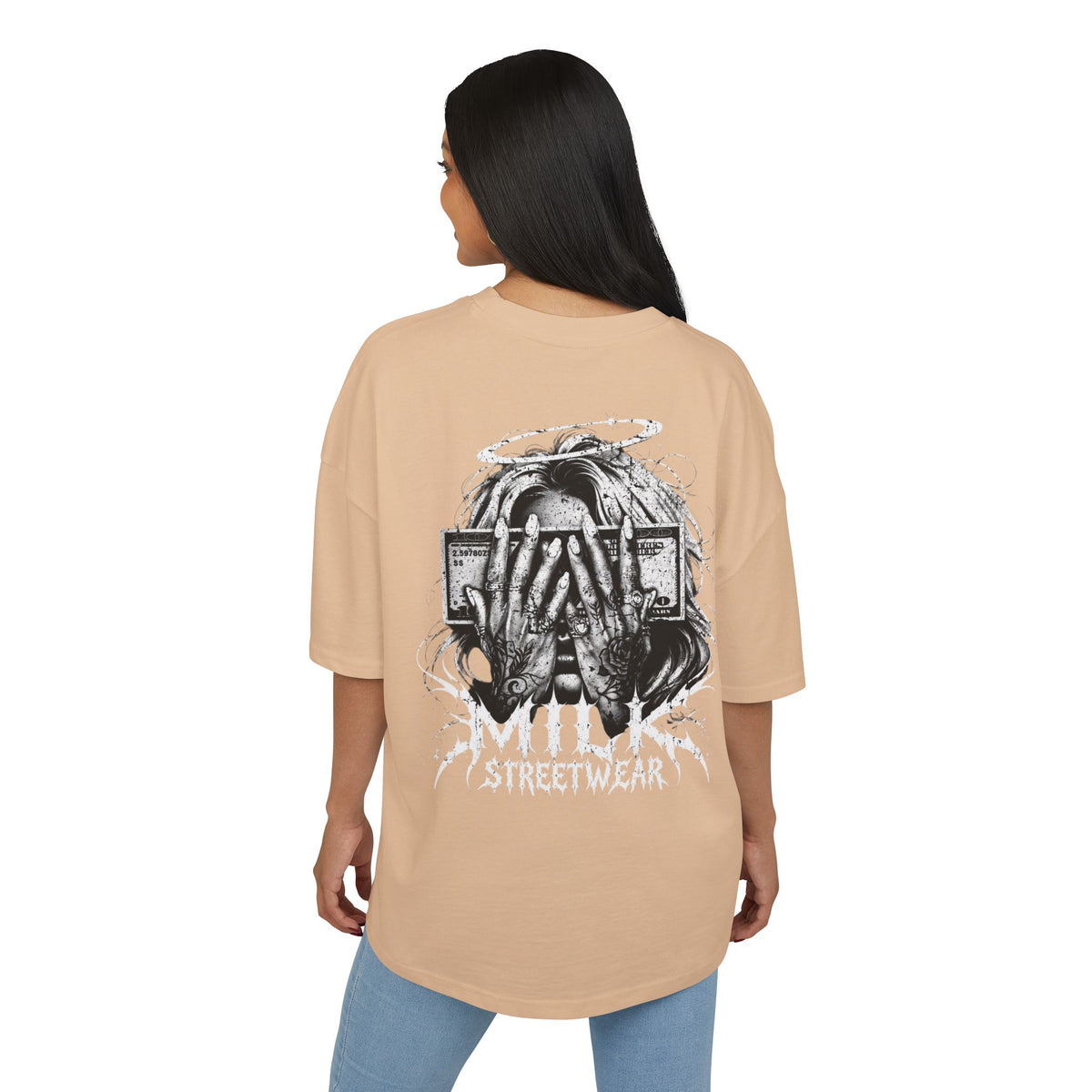 Milk Streetwear Graphic Tee — 'Milk Streetwear Since 1992' Vintage Logo & Angel Back Design