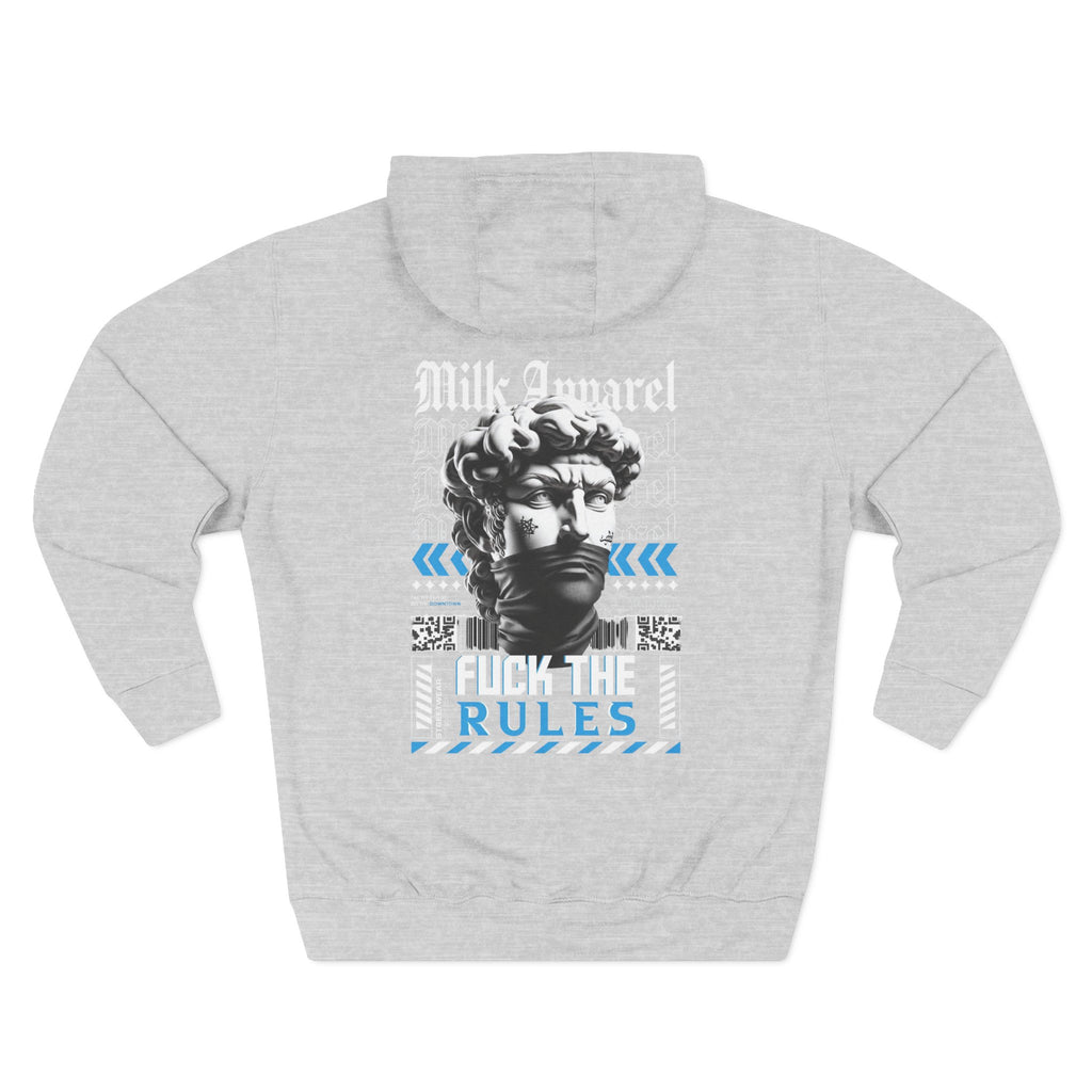 Three-Panel Hoodie — 'The World Is Yours' Angel Front & 'Fuck the Rules' Statue Back Streetwear Hoodie