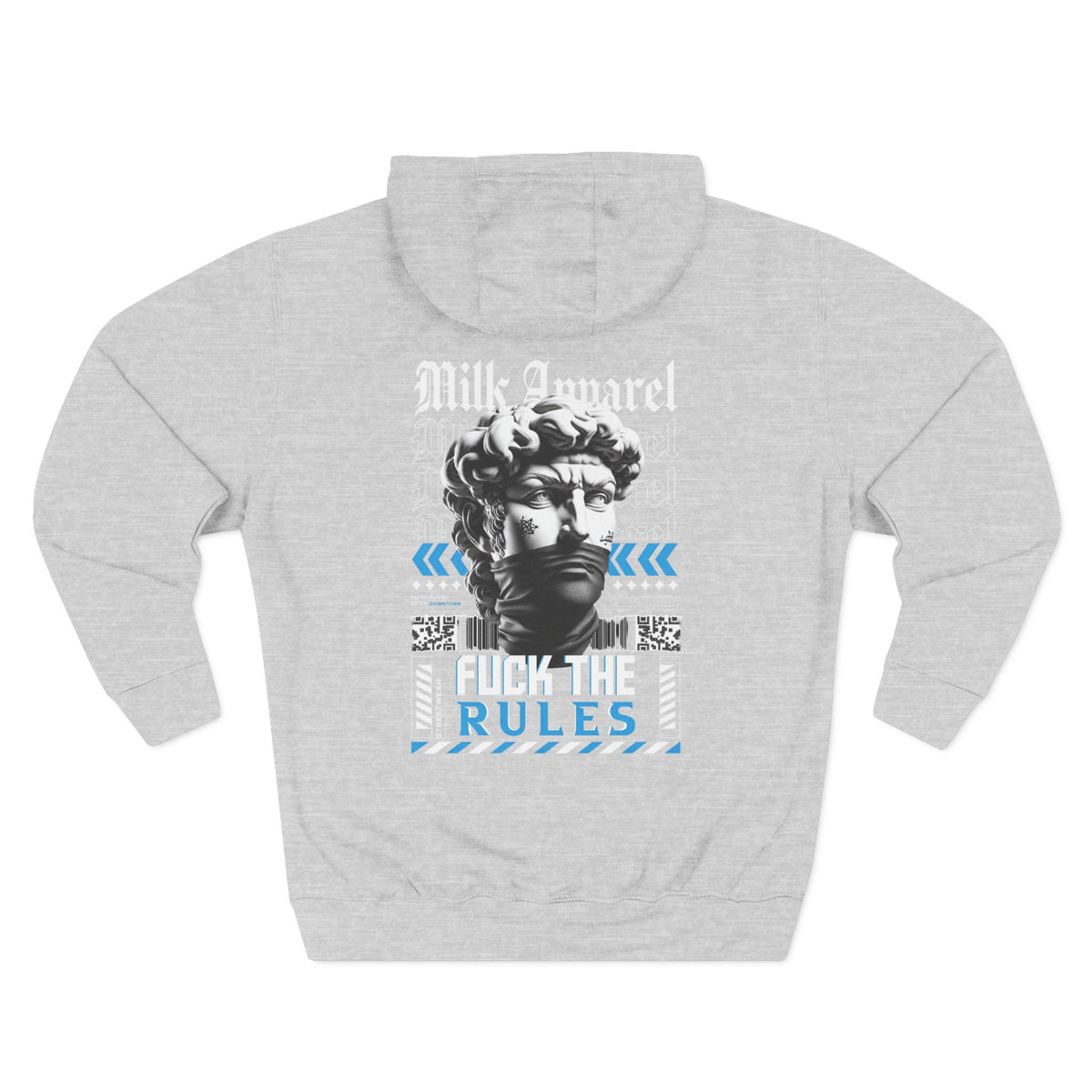 Three-Panel Hoodie — 'The World Is Yours' Angel Front & 'Fuck the Rules' Statue Back Streetwear Hoodie