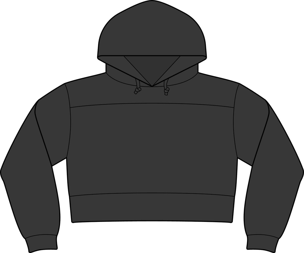 Milk Monogram Cropped Hoodie — Women's Black Fleece Hooded Sweatshirt