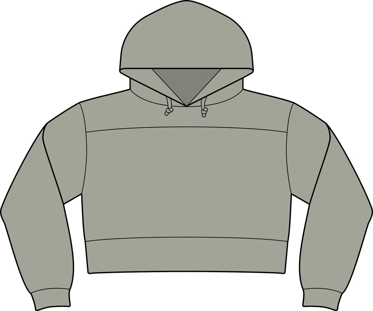 Milk Monogram Cropped Hoodie — Women's Black Fleece Hooded Sweatshirt