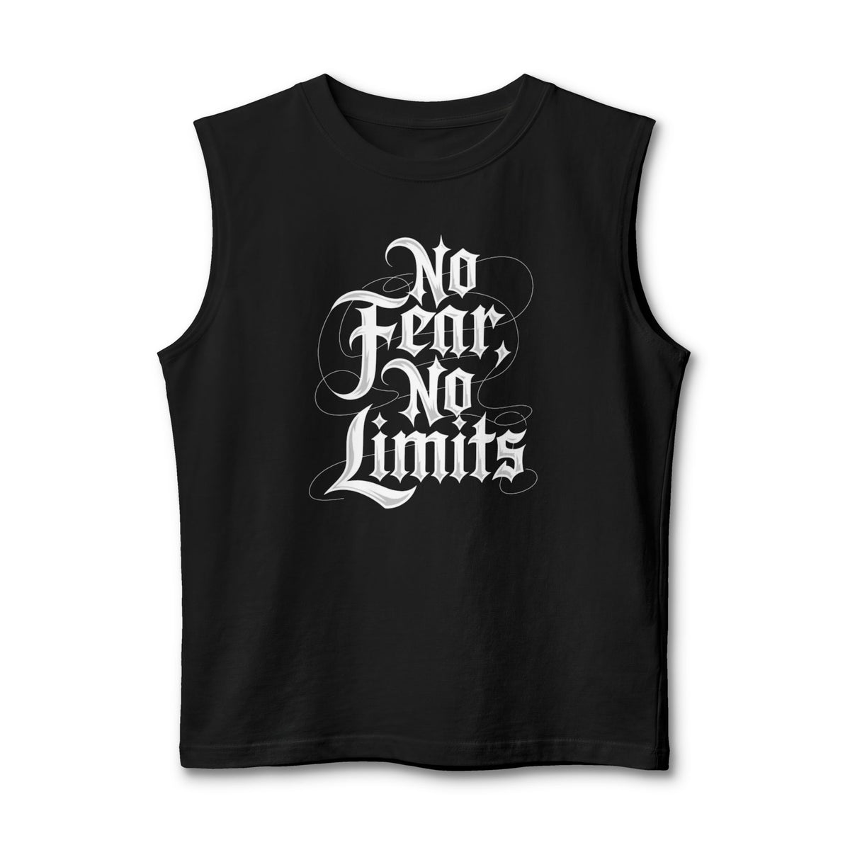 No Fear No Limits Muscle Tank — Motivational Graphic Fitness Tank